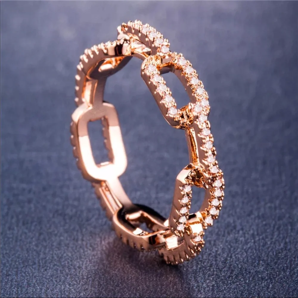 New Women’s Rose Gold Plated Diamond Eternity Ring - Picture 3 of 7